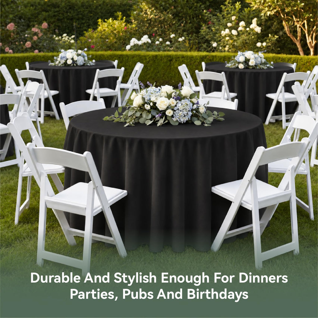 Classic Series 6 Pack 108inch Polyester Round Table Cloth, Black
