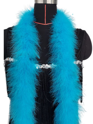 30g Fluffy Marabou Feather Boa for DIY Craft Sewing Trim Home Wedding Party Decoration-Blue - 2 Yards