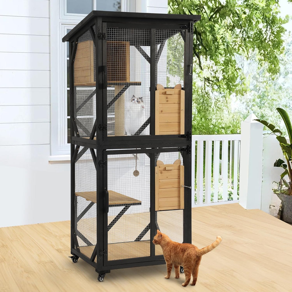 71" Catio Cat Enclosure Window, Large Cat House for Multiple Cats