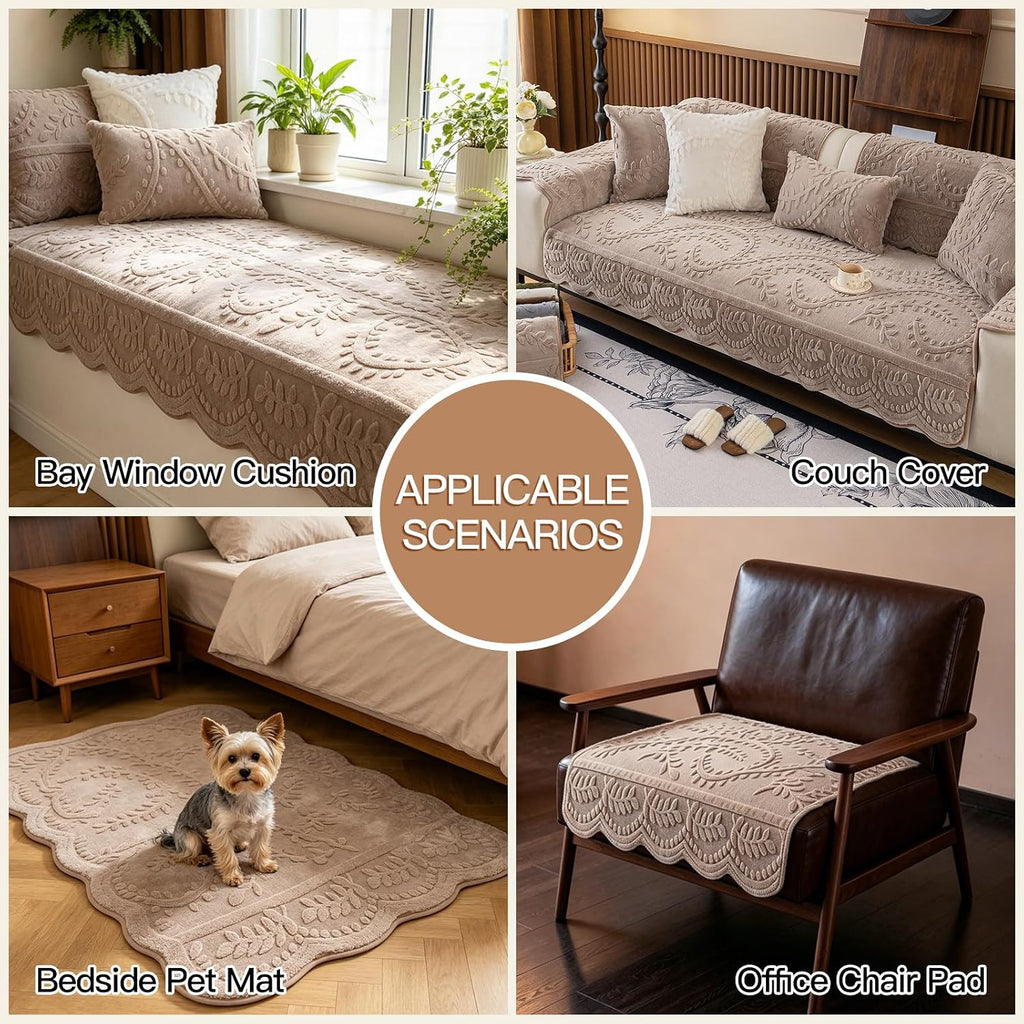 Plush Couch Cover for Pet, Dog Couch Cover for Sofa, Cocoa Coffee