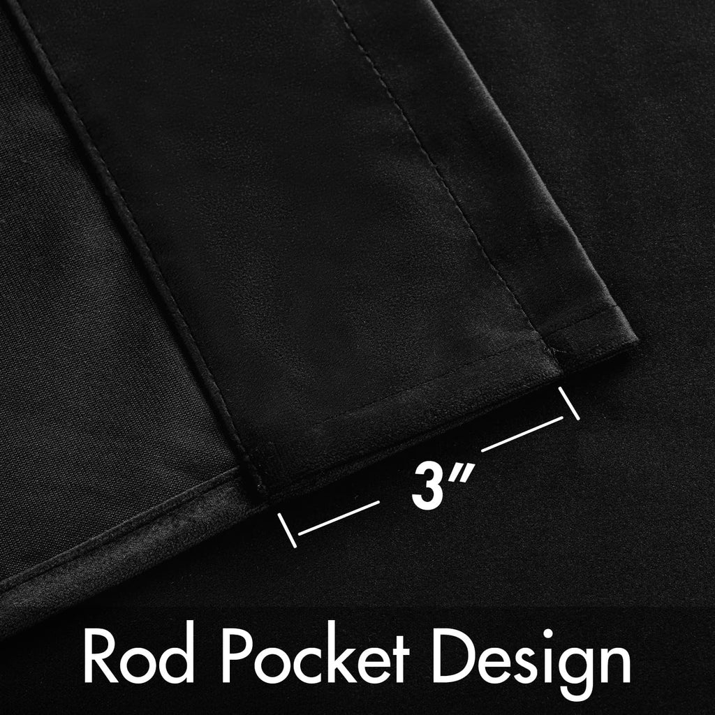 Black Velvet Blackout Curtains 84 Inch Long 2 Panels, W40 x L84