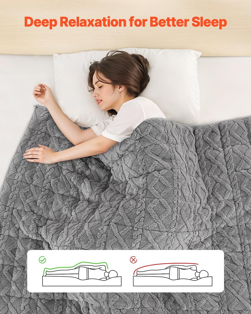 Weighted Blanket, 20 lbs, 60 x 80 in Queen Size, Sherpa Fleece Heavy Blanket with Glass Beads, Soft Warm Cozy Fluffy