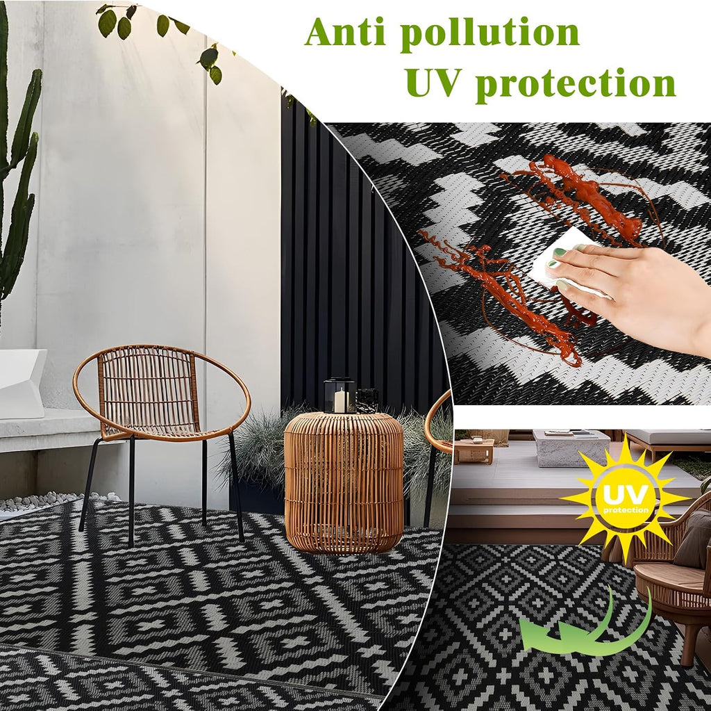 Outdoor Rug Waterproof, Reversible Outdoor Plastic Straw Rug