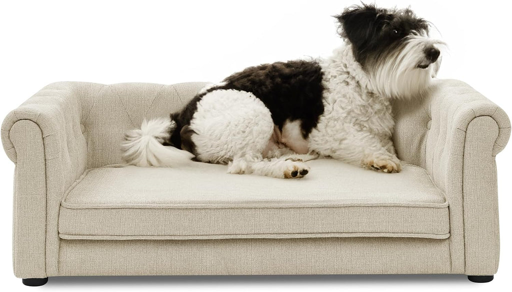 Dog Sofa Couch for Small to Medium Dogs, Memory Foam Dog Couch with Washable Fabric, Removable Cushion, Sofa Bed