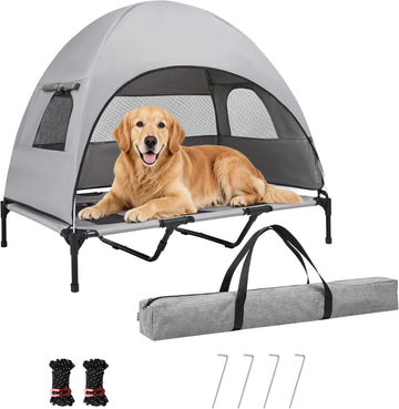2-in-1 Elevated Dog Bed with Removable Canopy, (Large, 49x32x43in).