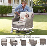 Outdoor Patio Furniture Set-7 Pieces All-Weather Wicker Outdoor Furniture with Swivel Patio Chairs Outdoor Patio