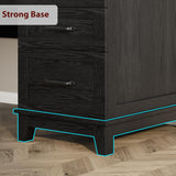 Farmhouse Executive Desk with Drawers, 53.54 in Home Office Desk with Charging Station