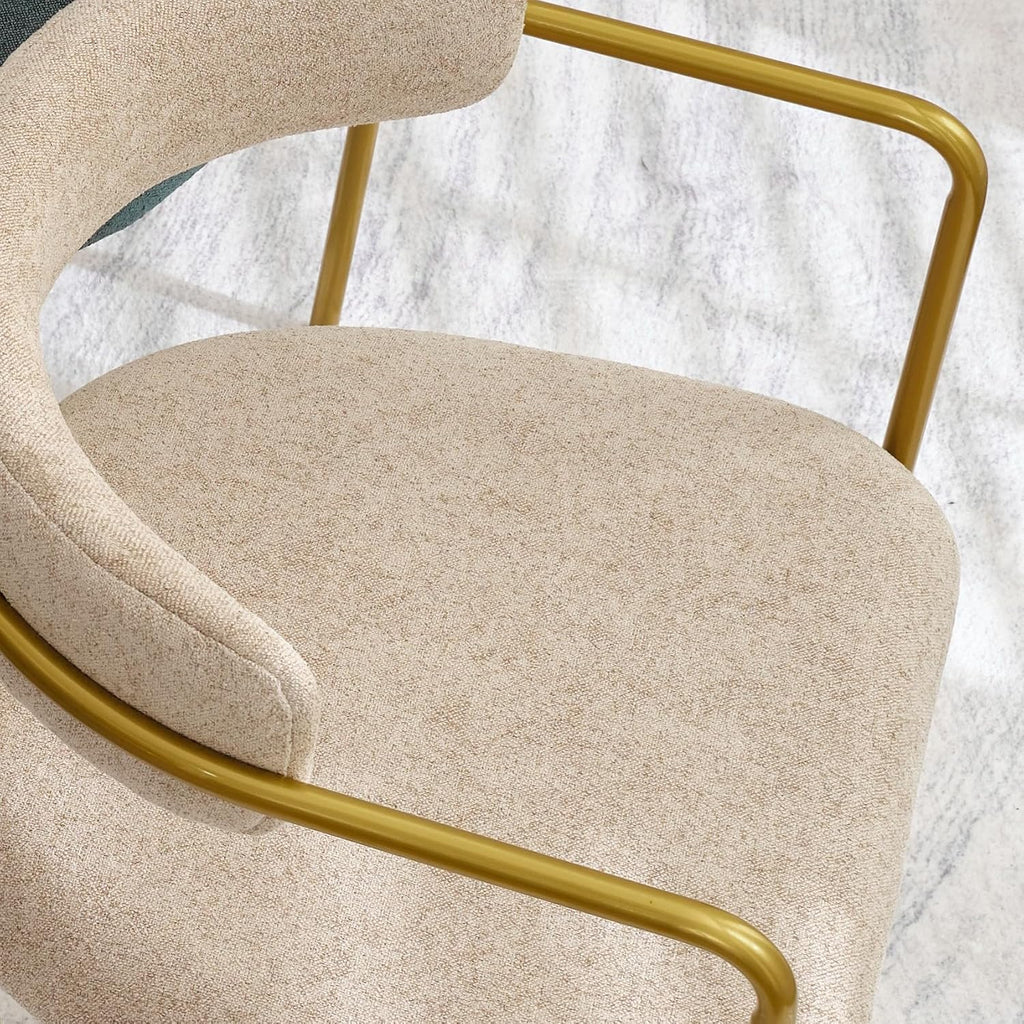 Boucle Dining Chairs Set of 4 with Arms, Mid Century Modern Upholstered Dining Chairs for Kitchen & Dining Room