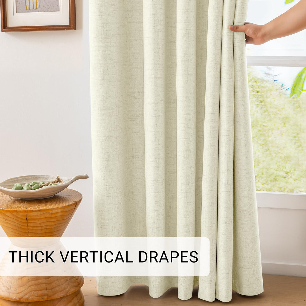 100% Blackout Linen Drapes Sliding Glass Door Curtains 96 Inch