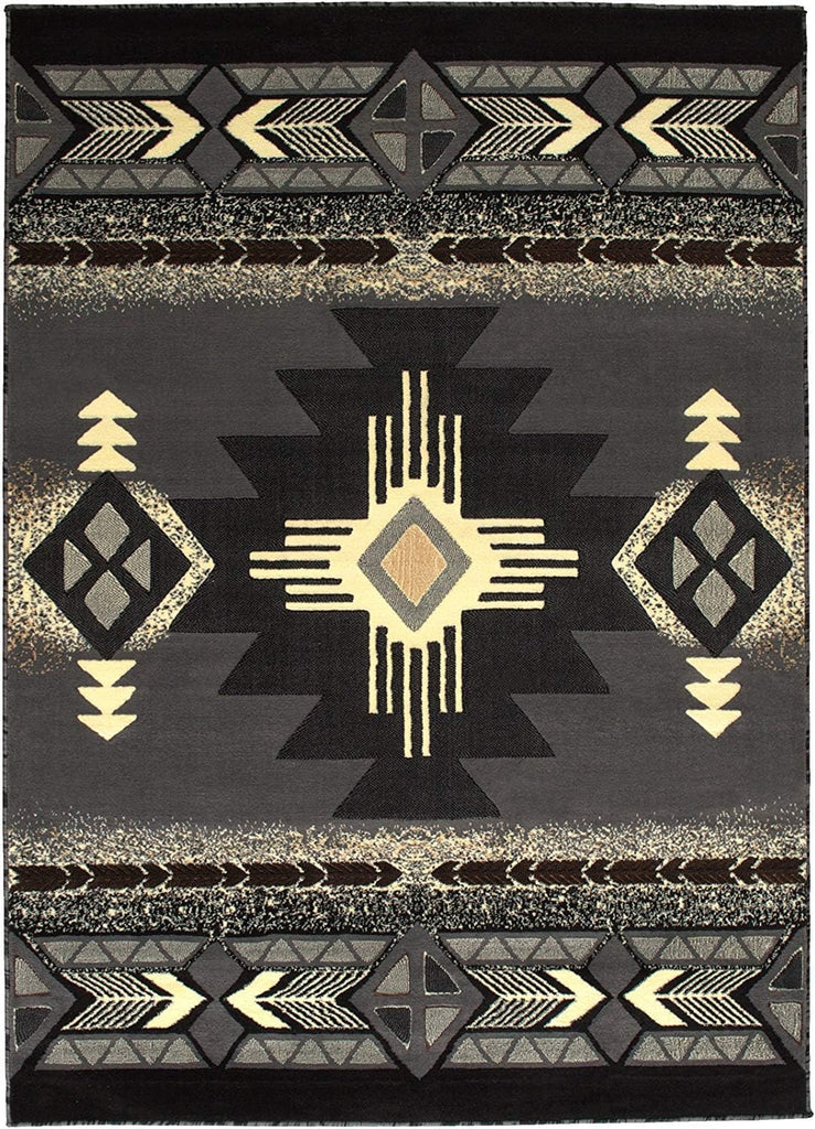 Southwest Navajo Aztec Native American Tribal Gray Area Rug Carpet (2 Feet X 3 Feet)