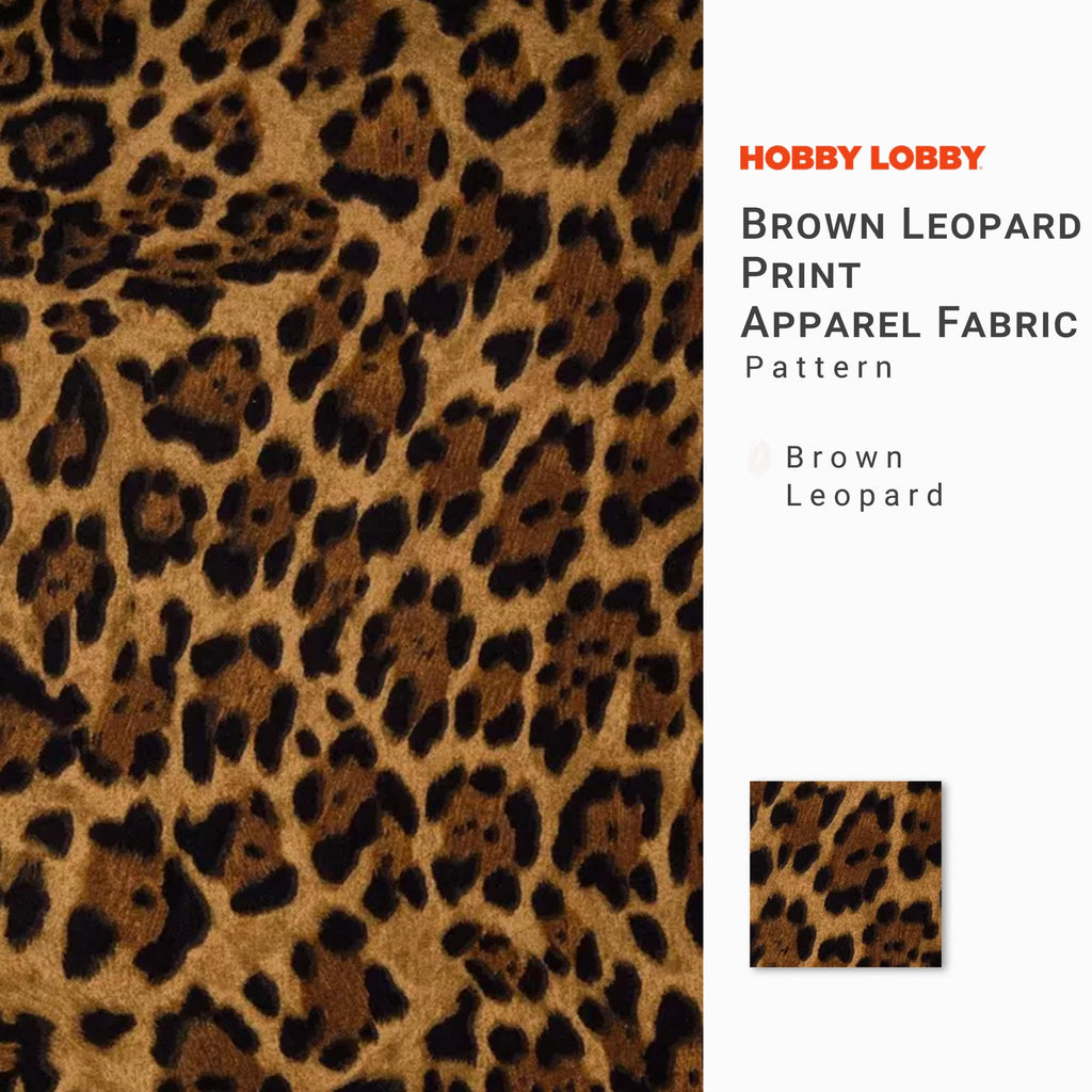 Brown Jaguar Print Cotton Calico Fabric, 1 Yard