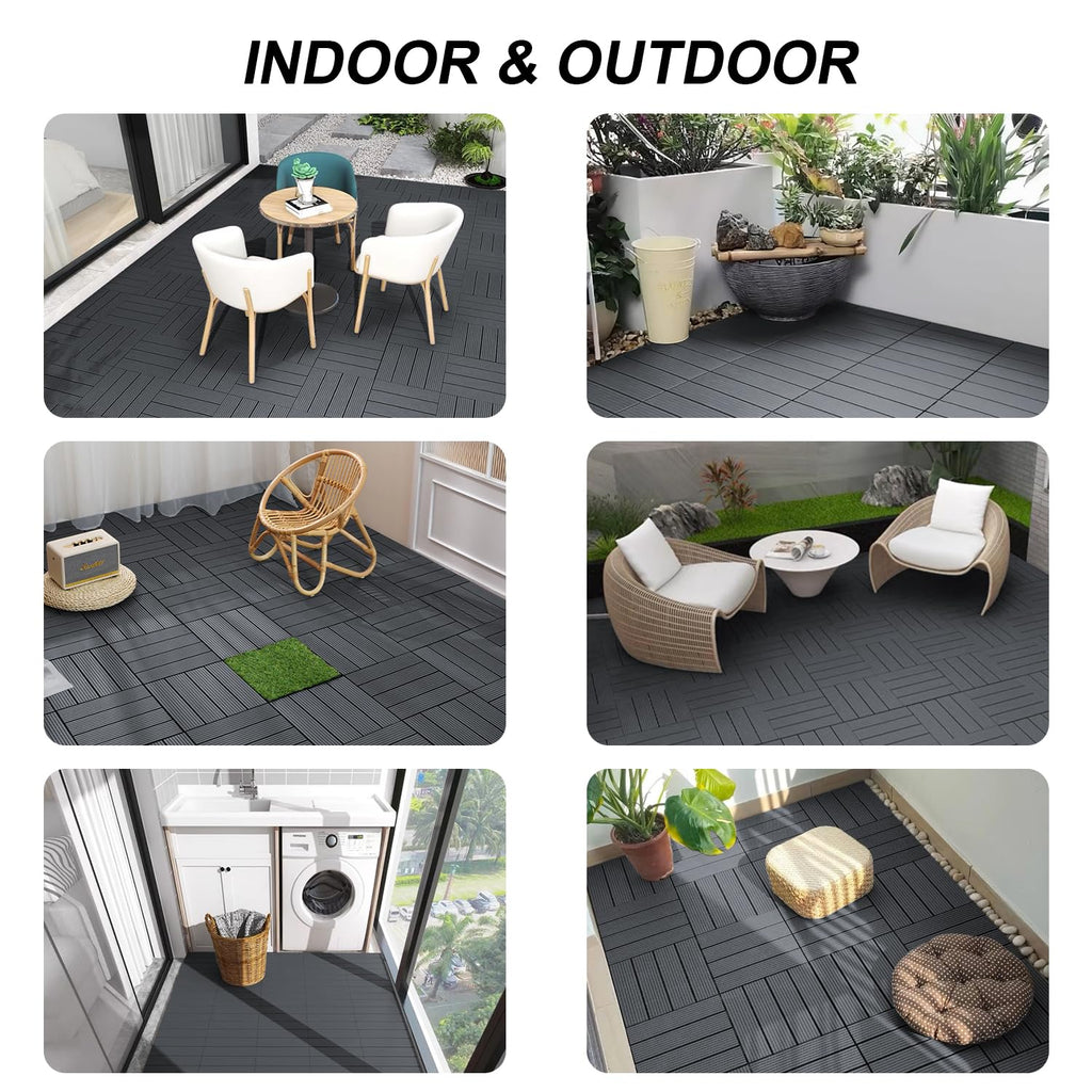 Interlocking Deck Tiles, 27 PCS Outdoor Patio Flooring, 12"x12" Interlocking Decking Tile Outdoor All Weather Use