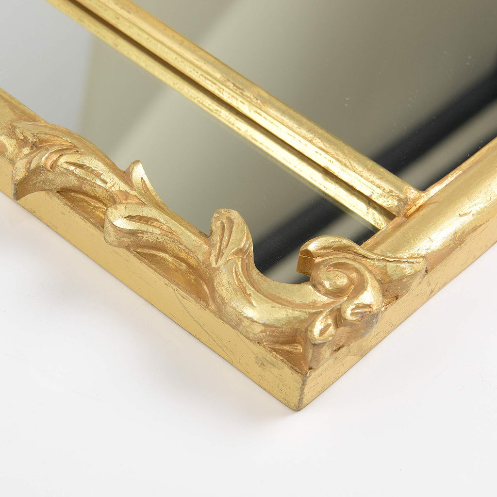 Ornate Arch/Crown Wall Mirror - Gold Finish Wood Frame - Rectangle Shape - 40"L x 24" W