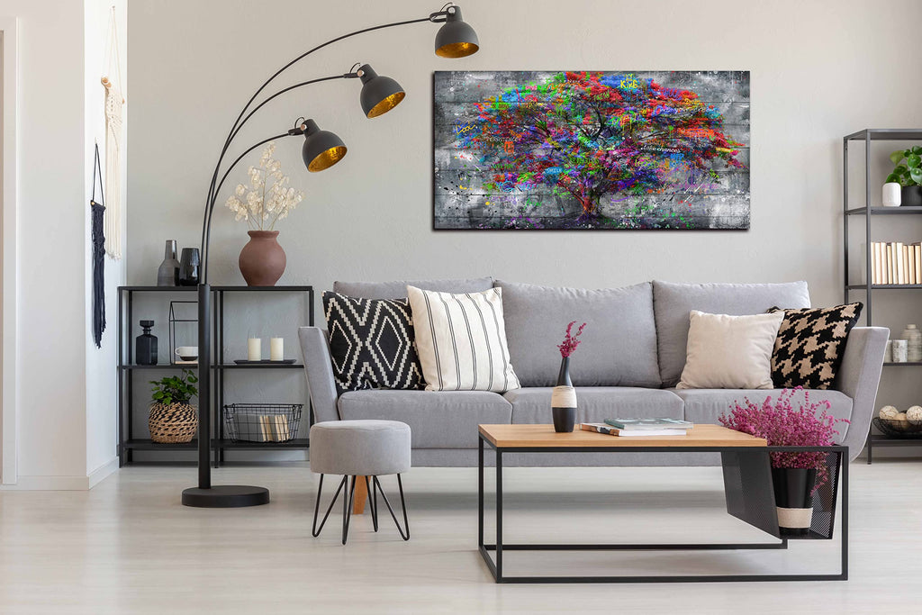 Tree Large Canvas Wall-Art - Graffiti Forest Wall Art - Abstract Modern Home Office Wall Decor Ready to Hang Size 59"