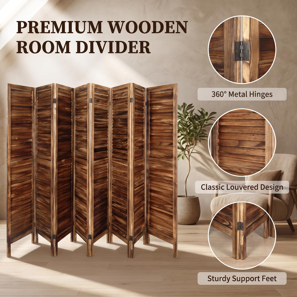8 Panel Room Dividers and Folding Privacy Screens, Wood Room Divider Screens and Panels, Wall Divider for Room