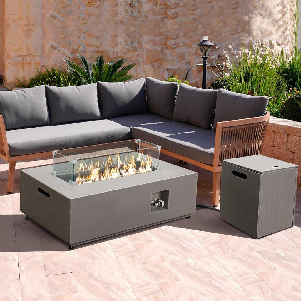 42’’ Propane Fire Pit Table Set with Tank Holder, CSA Certifed 50,000 BTU Outdoor Firepit Table