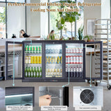 BODEGACOOLER Commercial Bar Cooler With 3 Glass Doors,11.4 Cu.Ft Under Counter B