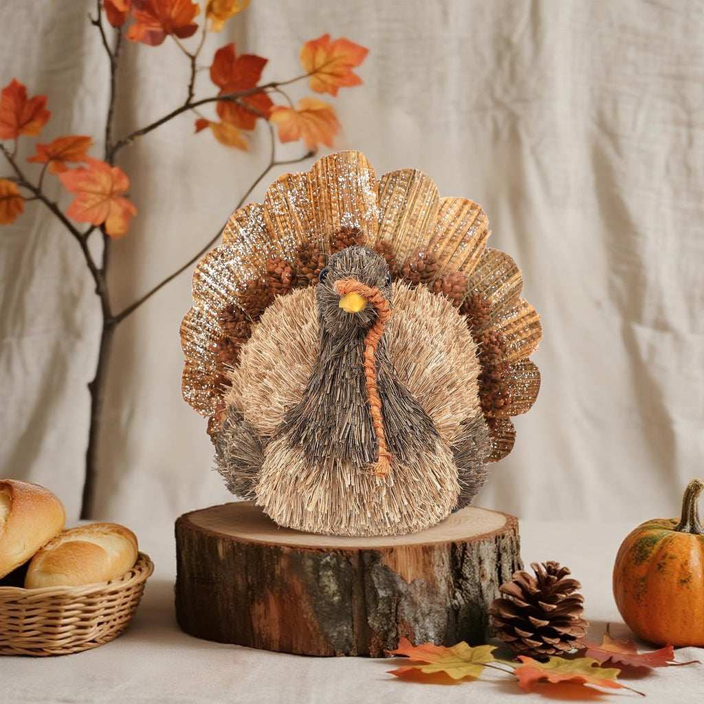 Sisal Turkey Figurine - Thanksgiving Table Decorations Indoor