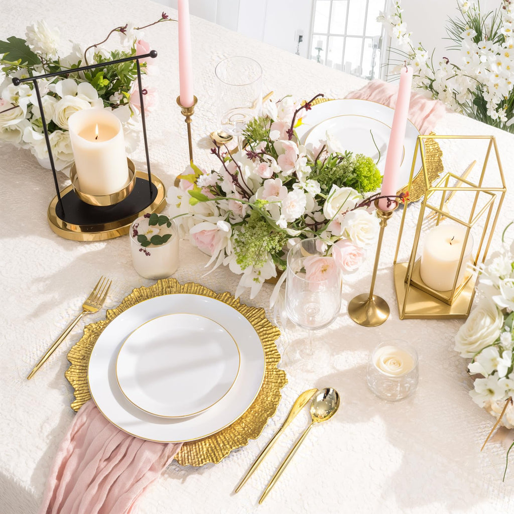 8Pcs Gold Charger Plates, 13 Inch Plastic Round Chargers For Parties