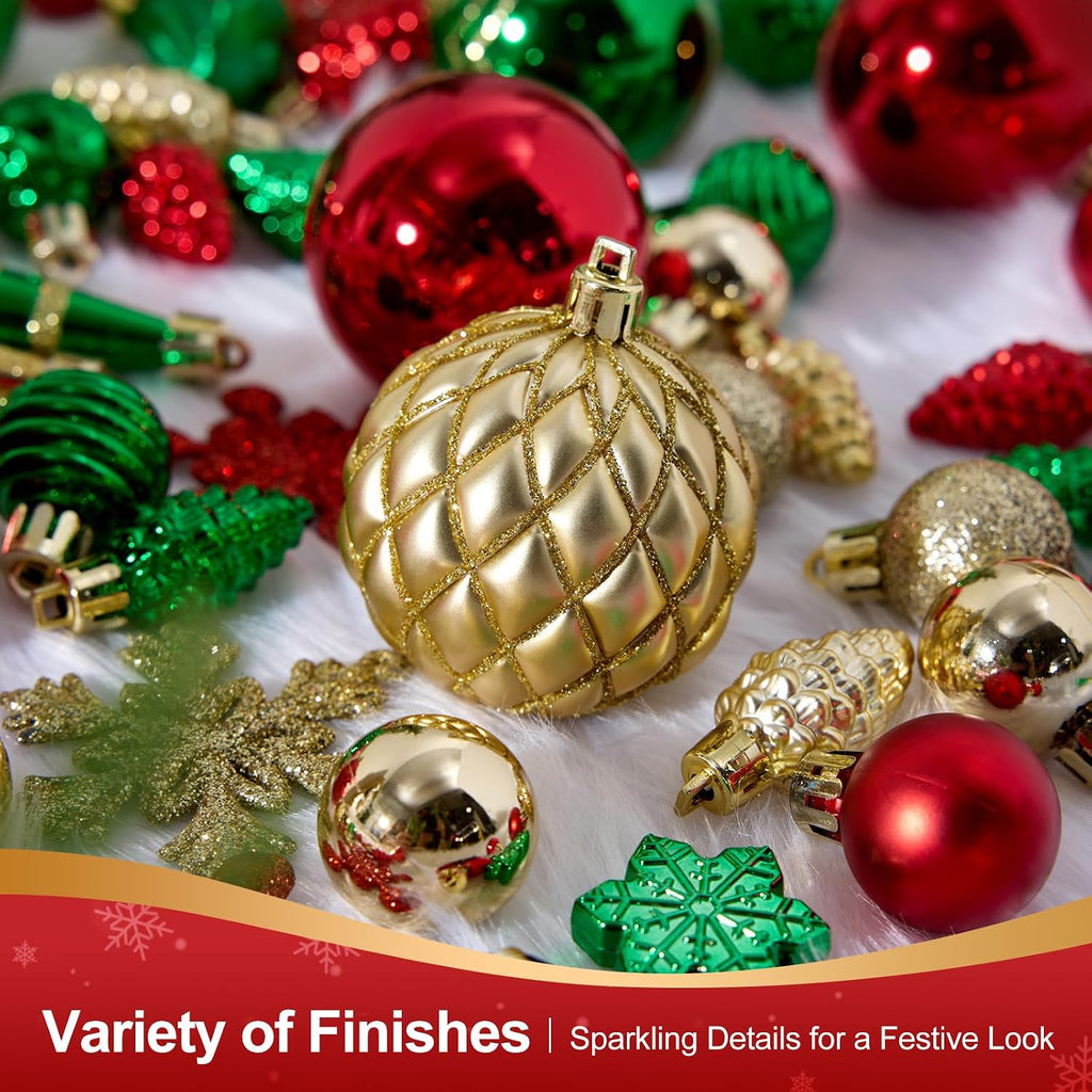 Christmas Ornaments 96Pcs Set,Shatterproof Christmas Tree Balls