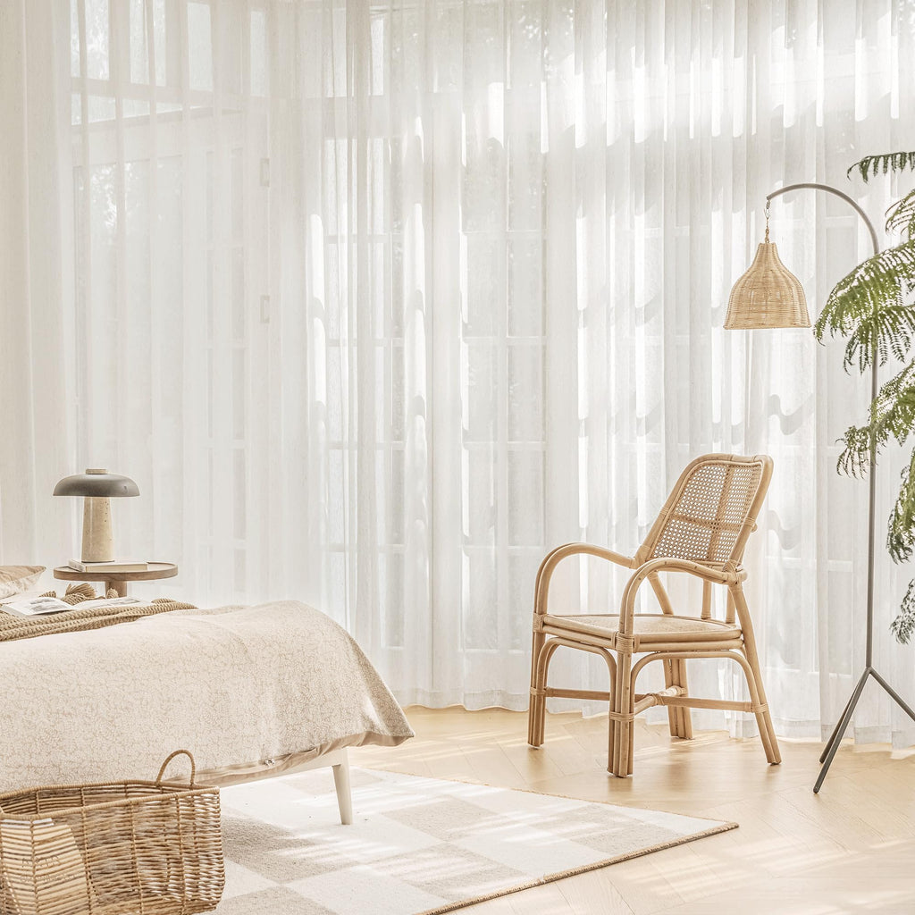 Beige Linen Sheer Curtains, 84 Inches, 2 Panels