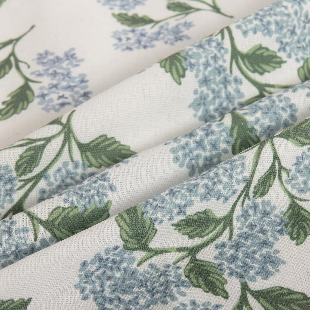 Sage Green Hydrangea Cloth Napkins Set of 12,Blue and White Vintage Floral Dinner Napkins Natural Linen Cotton