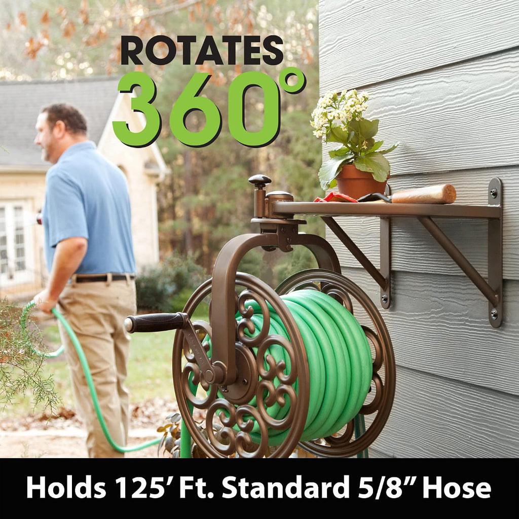 Garden 710 Navigator Rotating Garden Hose Reel, Holds 125-Feet of 5/8-Inch Hose - Bronze