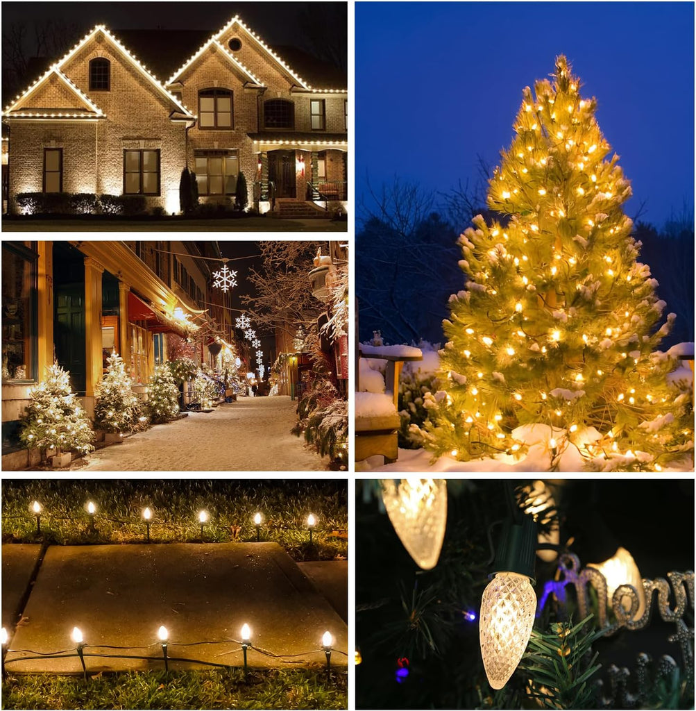 100Feet C9 LED Christmas Light Outdoor, E17 Warm White Vintage Bulb