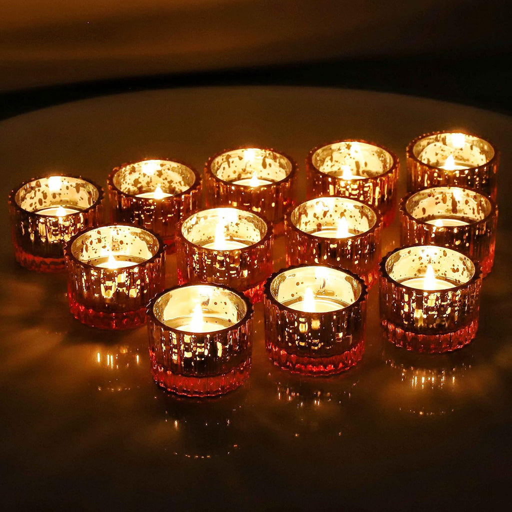 24pcs Mercury Gold Votive Candle Holders for Christmas Decorations