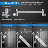 Shower Head Combo,10 Inch High Pressure Rain Shower Head with 11 in Adjustable Extension Arm and 5 Settings
