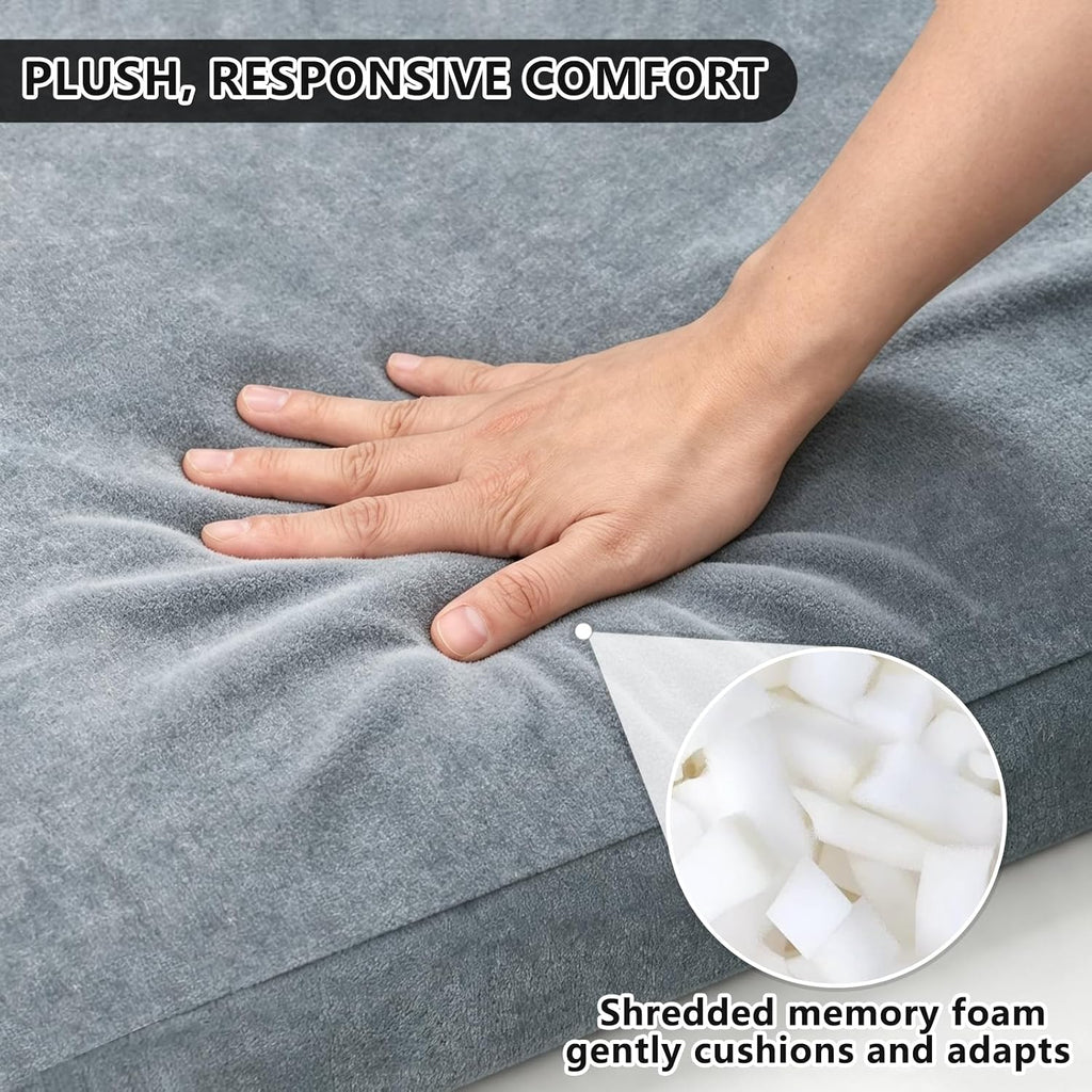 Dual-Layer Memory Foam Dog Bed for Large Dogs, Waterproof Washable Cover