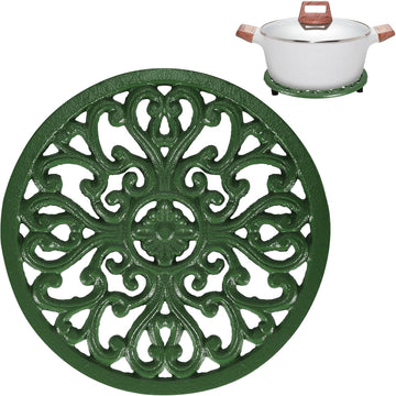 Cast Iron Trivet 6.7 Inch Iron Trivet for Hot Dish Pot Pan Plate Teapot,Heat Resistant Cast Iron Trivets with Rubber