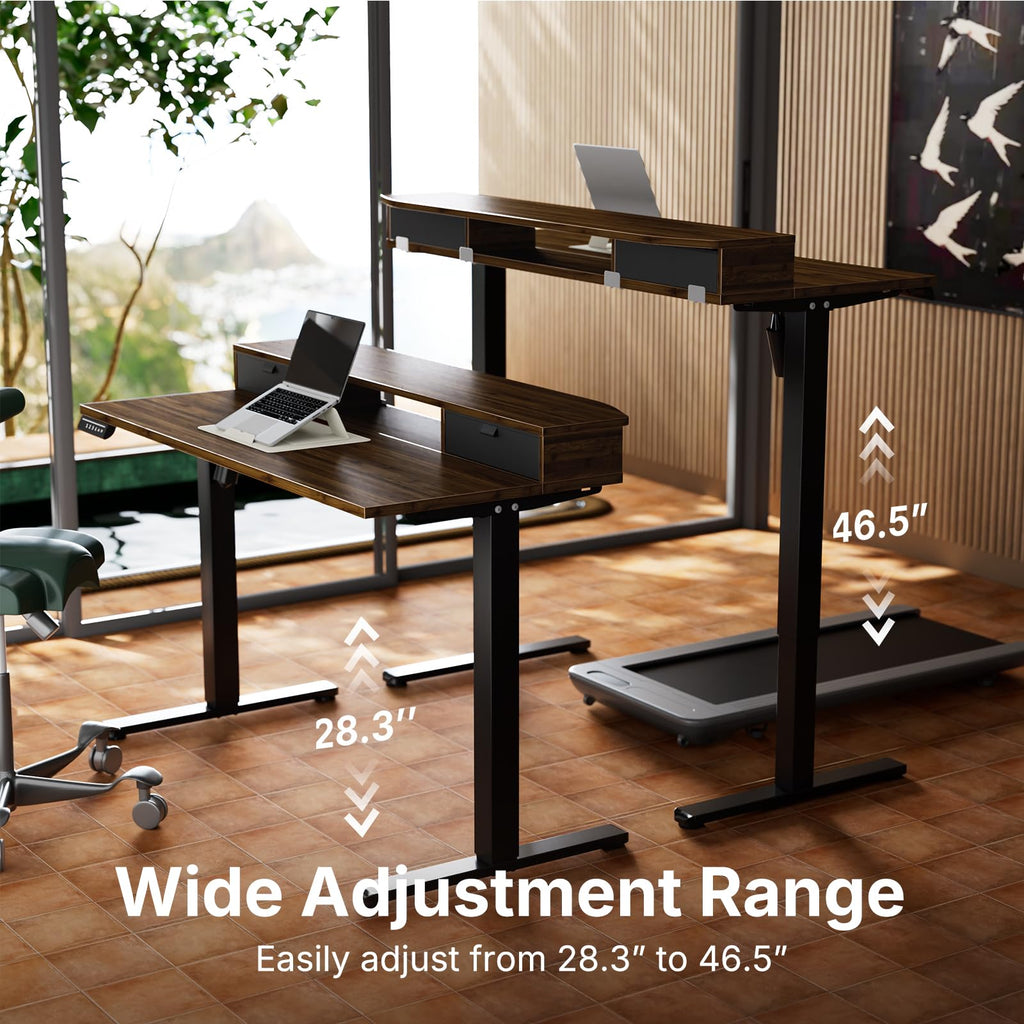 40" X 24" Electric Standing Desk with 2 Drawers, C-Clamp Mount Compatible, Height Adjustable Computer Desk, Home