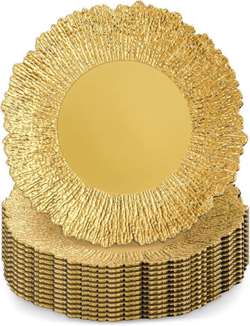 Gold Charger Plates 13" Round Reef Gold - Set of 12