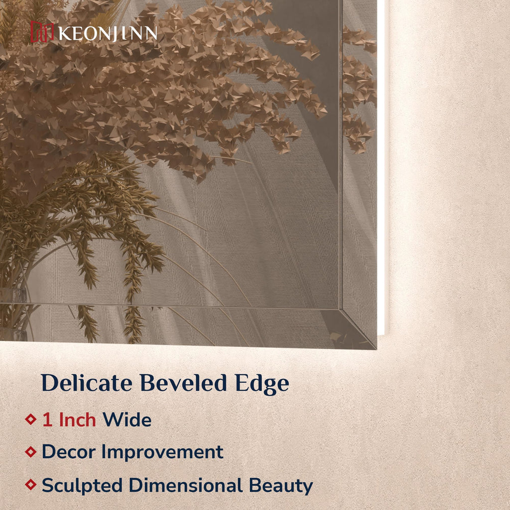 48"x36" Large Backlit Mirror Bathroom, Tempered Glass Beveled Edge