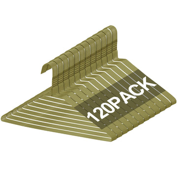 120 Pcs Wire Hangers Bulk Dry Cleaner Hangers, Gold