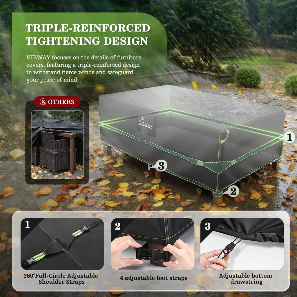 600D Rectangular Outdoor Furniture Covers-Upgraded Tough Oxford fabric Heavy Duty Waterproof Patio Table Cover for