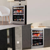 Beverage Refrigerator Cooler - 24 Inch Beverage Fridge 180 Can with Glass Door, 