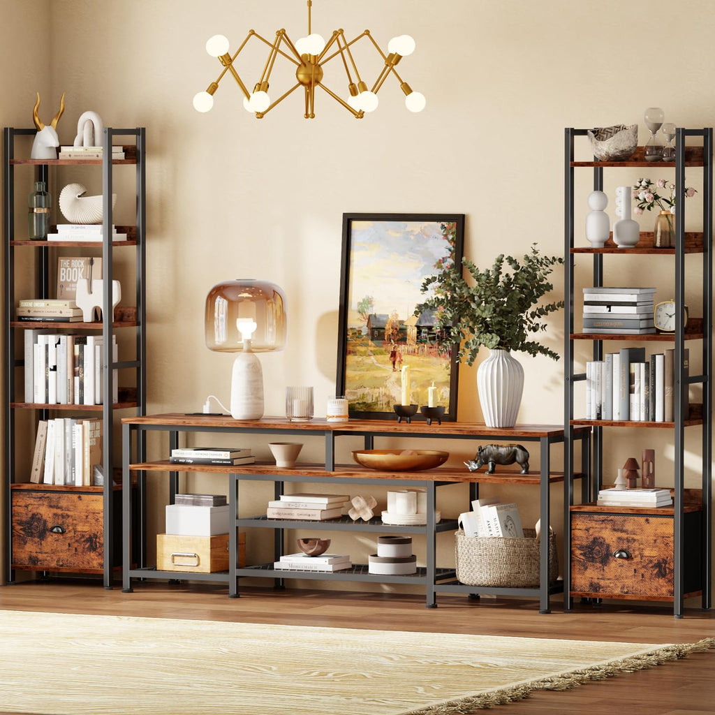 6 Tier Bookshelf Set of 2, Industrial Bookshelves and Bookcases