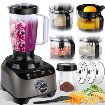 14 Cup Food Processor, 11-in-1 Food Processor and Blender Combo with Large Chute, 51 oz for Smoothies & Ice, for