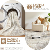 5x8 Area Rug Living Room Rugs - Washable Neutral Modern Abstract Soft Thin Large Rug Indoor Floor No Slip Rug Carpet