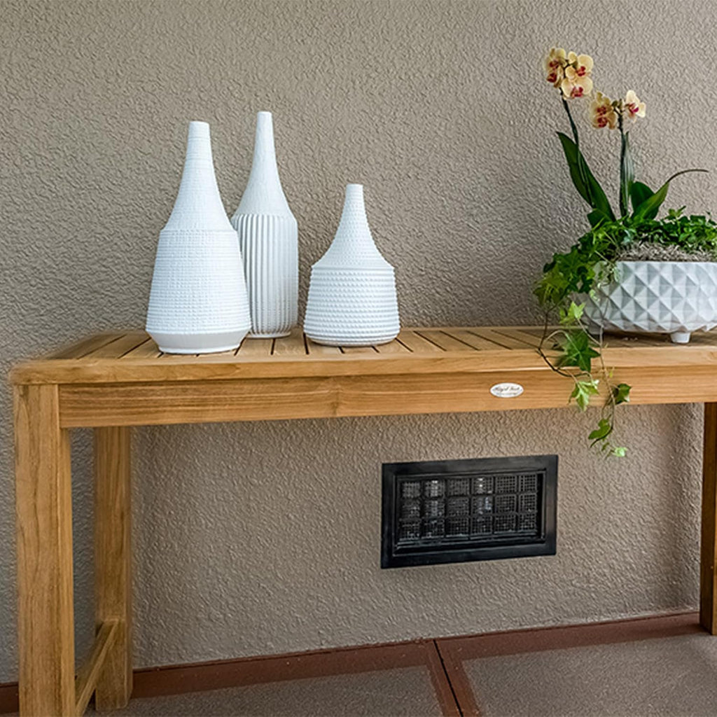 Console Table, 18x60-Inch Rectangular Wooden Outdoor Teak Table, Contemporary Outdoor Furniture for Deck, Garden