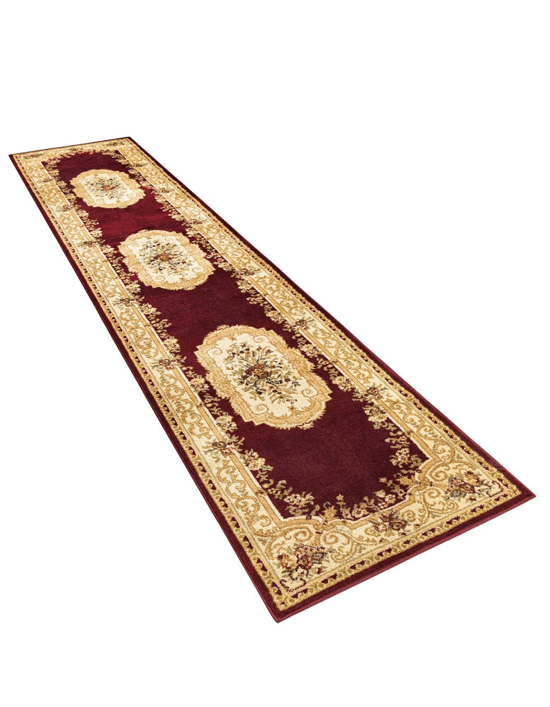 Chateau Rug - 12 Ft Runner Red Traditional Medallion Runner Rug - Elegant Old World Design s, Entryways, and