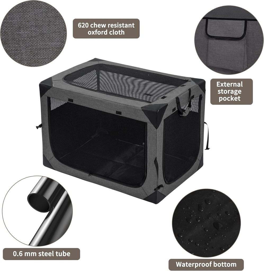 Dog Crates - 36 Inch Collapsible Soft Dog Crate, 3-Door Foldable Soft Kennel for Large Dogs