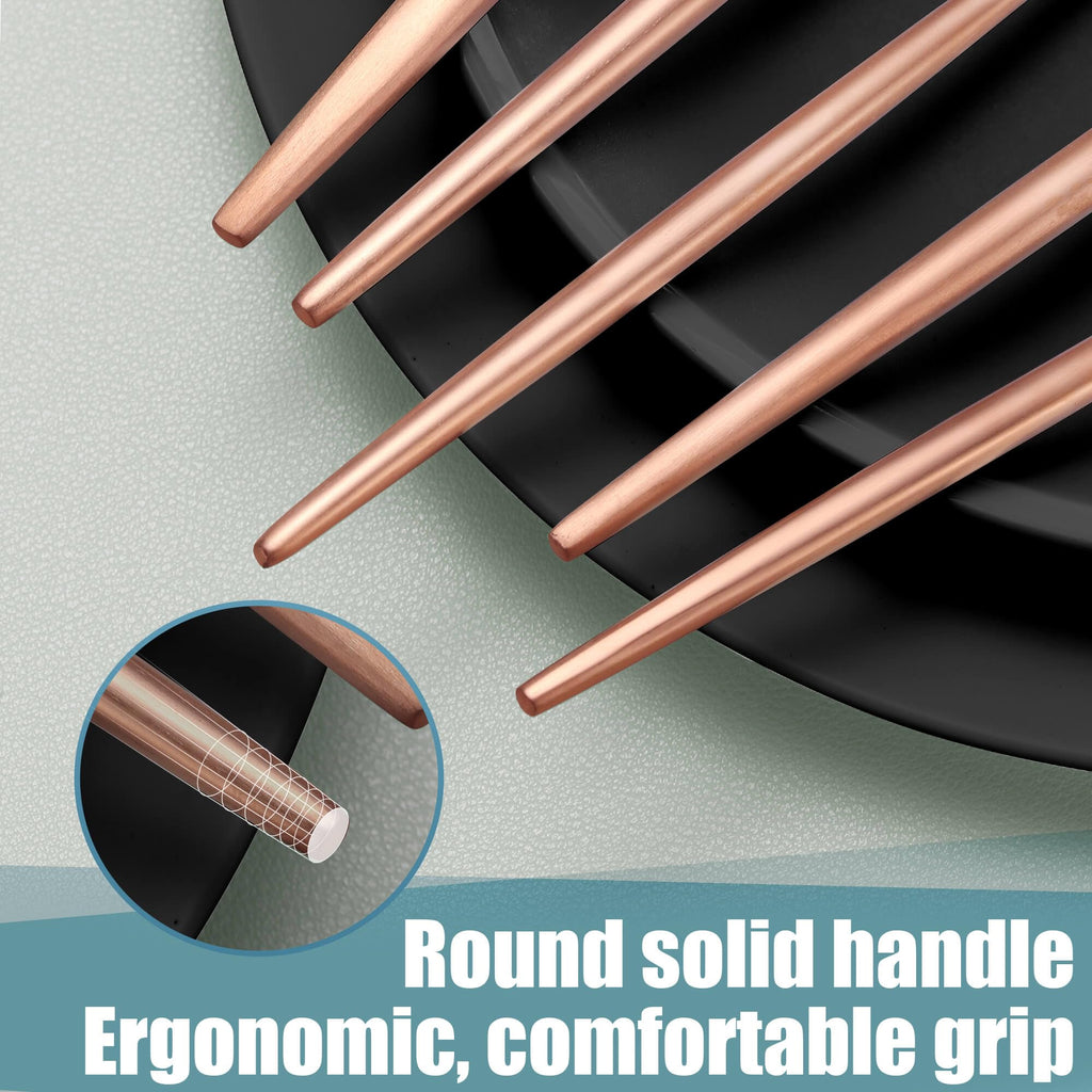 Matte Rose Gold Silverware Set for 4,Modern Stainless Steel Brushed Cutlery Set,20-Pieces Heavy Duty Flatware