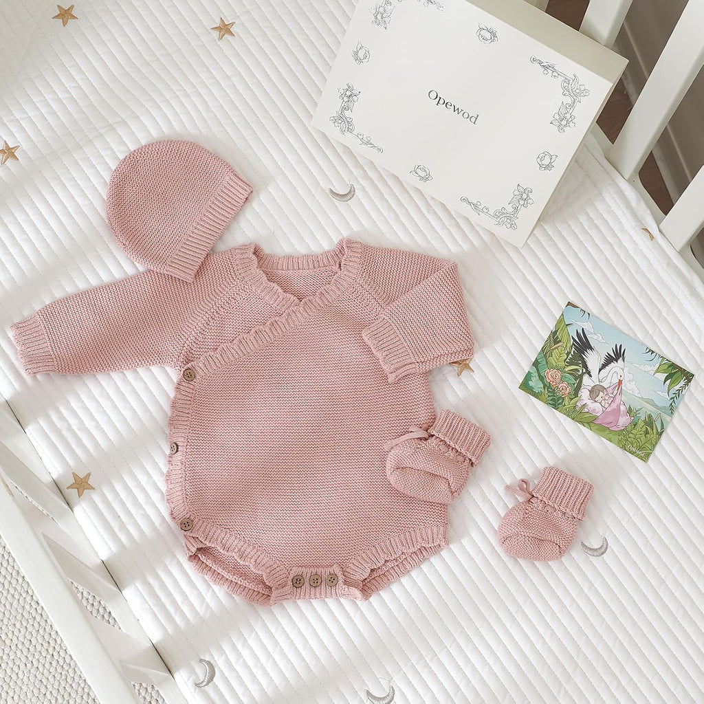 Cotton Unisex Baby 3 Piece Sweater Set