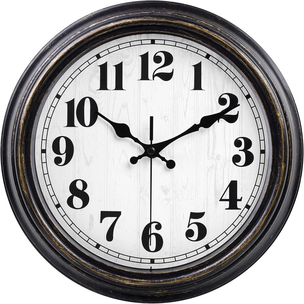 45MinST 12 Inches Retro Wall Clock, Silent Non Ticking Battery Operated Movement, Decor for Home/Wall Decor