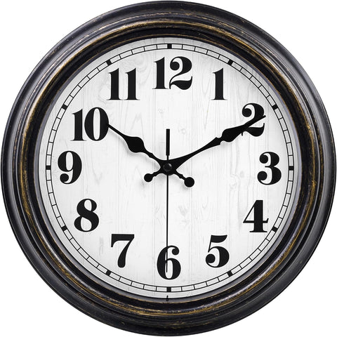 45MinST 12 Inches Retro Wall Clock, Silent Non Ticking Battery Operated Movement, Decor for Home/Wall Decor