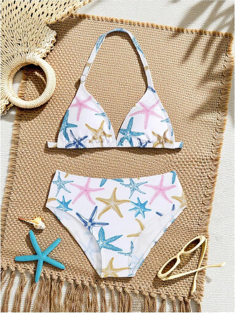 Girl's 2 Piece Cute Bathing Suits Halter Backless Bikini Set Girls Swimsuits Triangle Bikinis