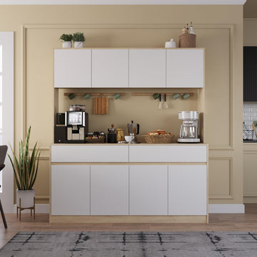 Kitchen Hutch Storage Cabinet, 63" W Large Pantry Cabinets with Microwave Oven Countertop, Freestanding Kitchen